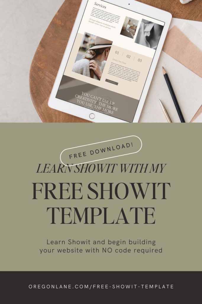 Image of free Showit template